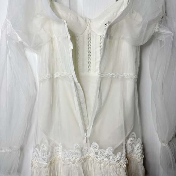 NWT JONATHAN SIMKHAI Threaded Lace Tulle Ruffle dress Size 8 - Picture 8 of 16